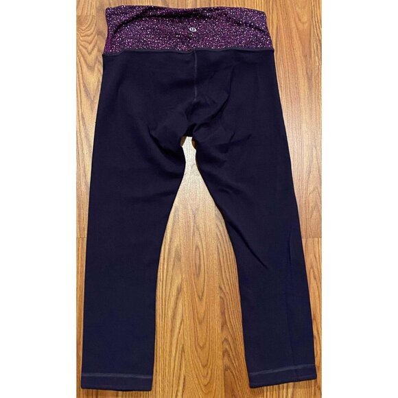 Lululemon Women 4 Black Purple Wunder Under Crop III Leggings - Picture 2 of 7